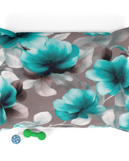Tif Green Gray Floral Bunch Pet Bed, 40" × 30"