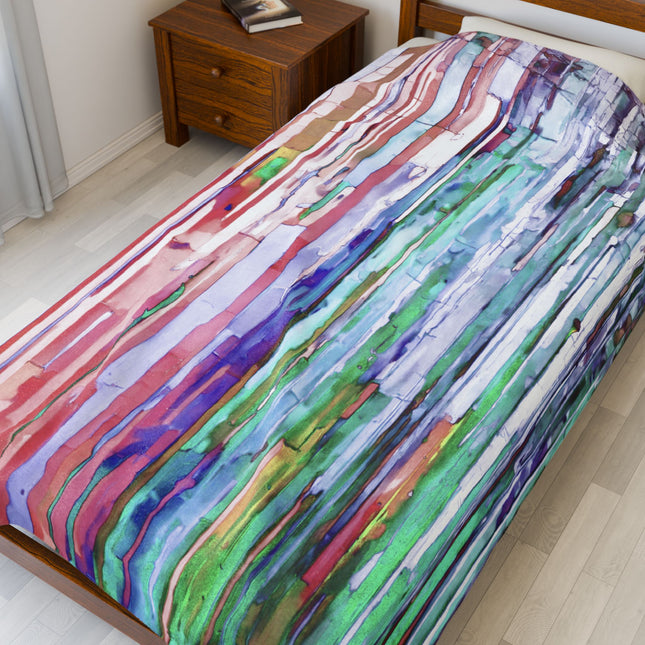 Striped Pastels Velveteen Plush Blanket, 60" x 80"