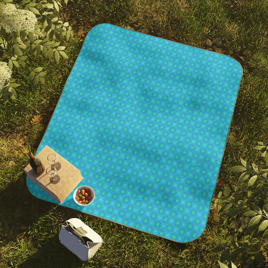 Light Blue Star-crossed Bodies Picnic Blanket, 61" × 51"