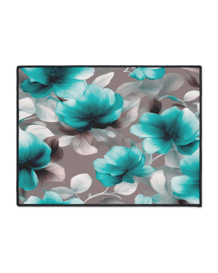 Tif Green Gray Floral Bunch Heavy Duty Floor Mat, 18" x 24"