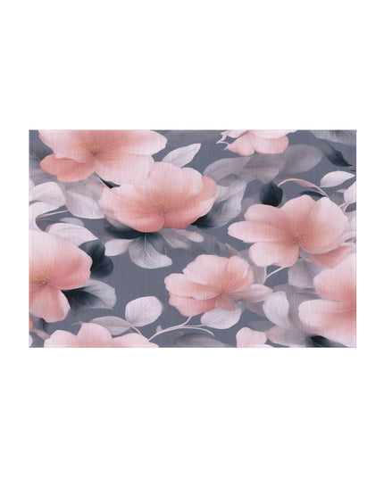 Peach and Blue Gray Floral Bunch Outdoor Rug, 24" x 36"
