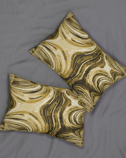 Uzi Spiral Light Brown Spun Polyester Lumbar Pillow, 20" x 14"
