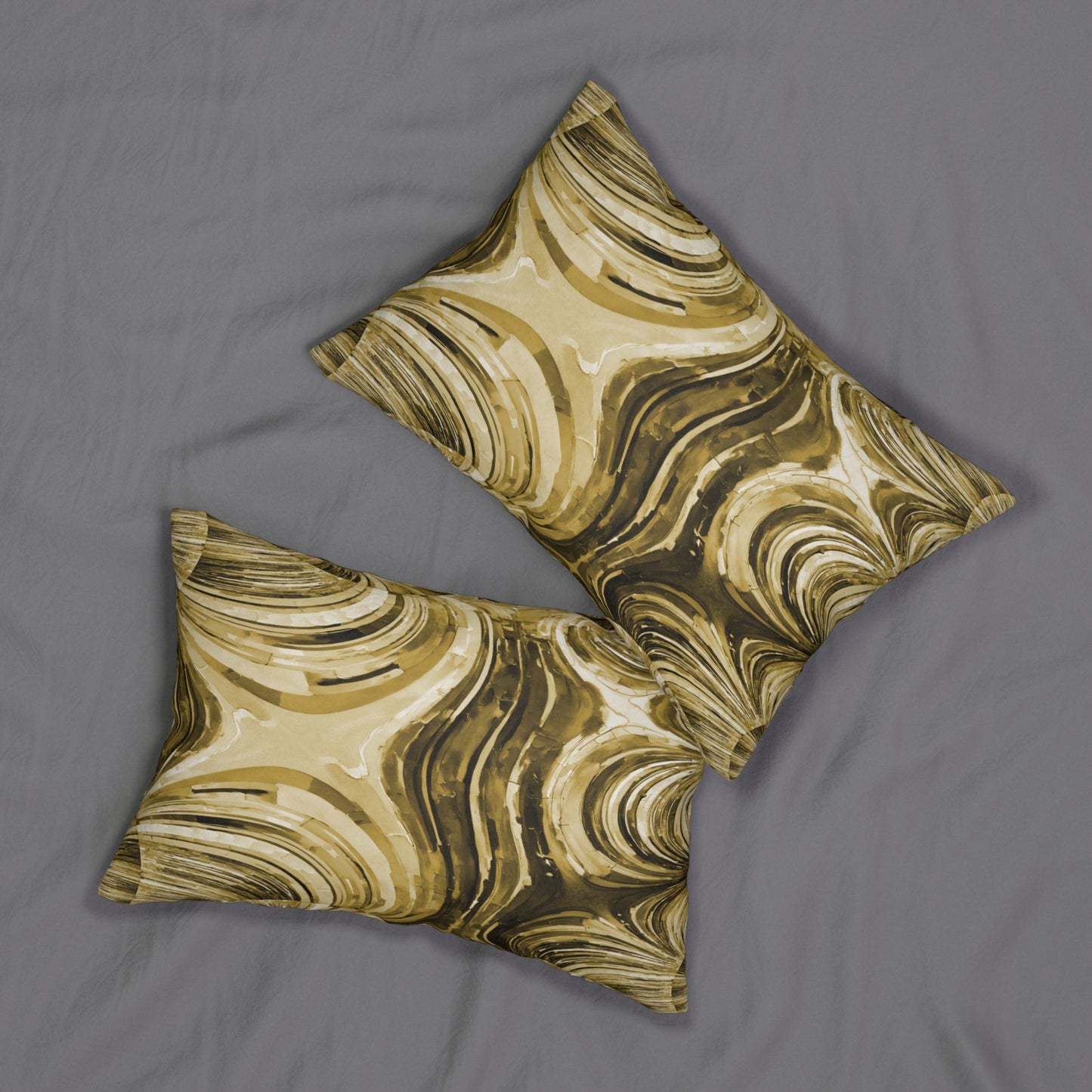 Uzi Spiral Light Brown Spun Polyester Lumbar Pillow, 20" x 14"