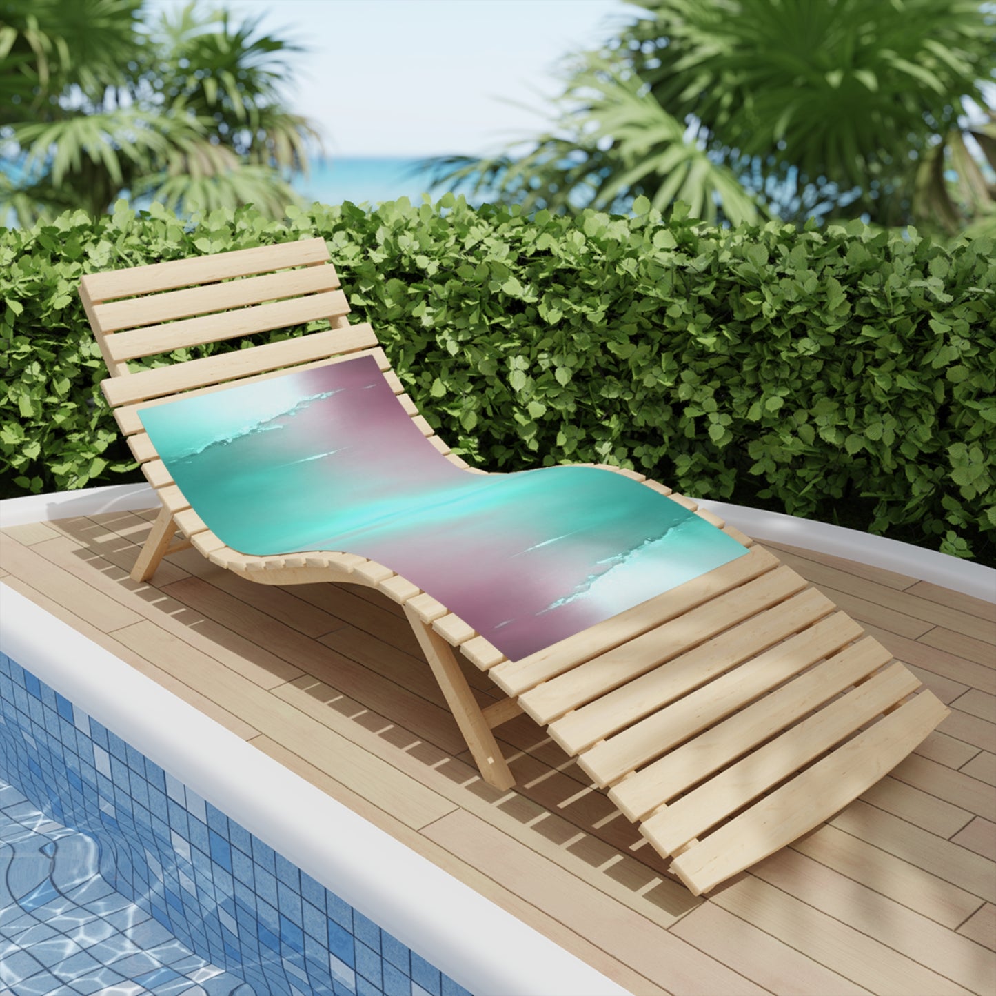 Green Sea Lavender Fog Beach Towel, 24" x 44"