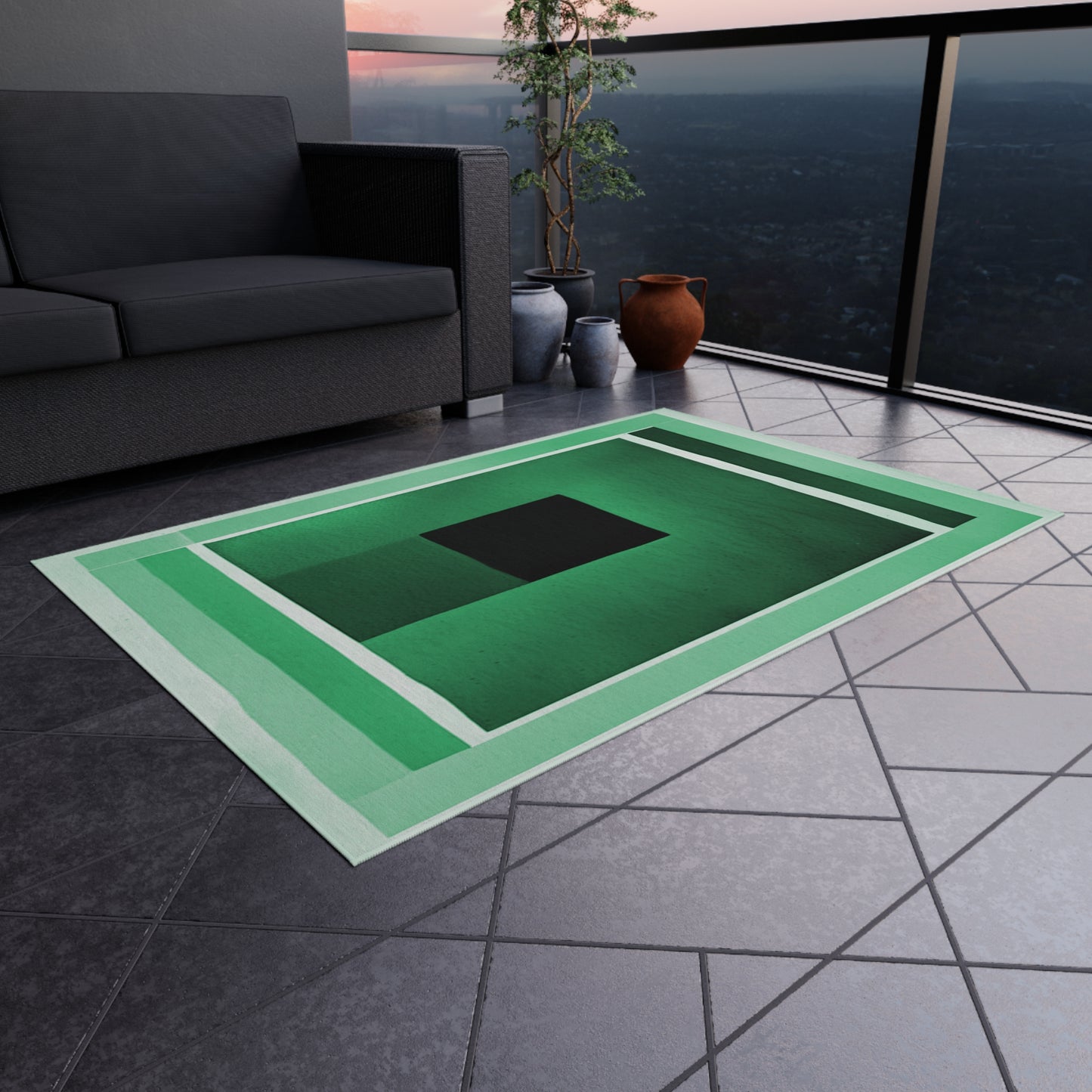 Mint Shadow 48" x 72" Outdoor Rug