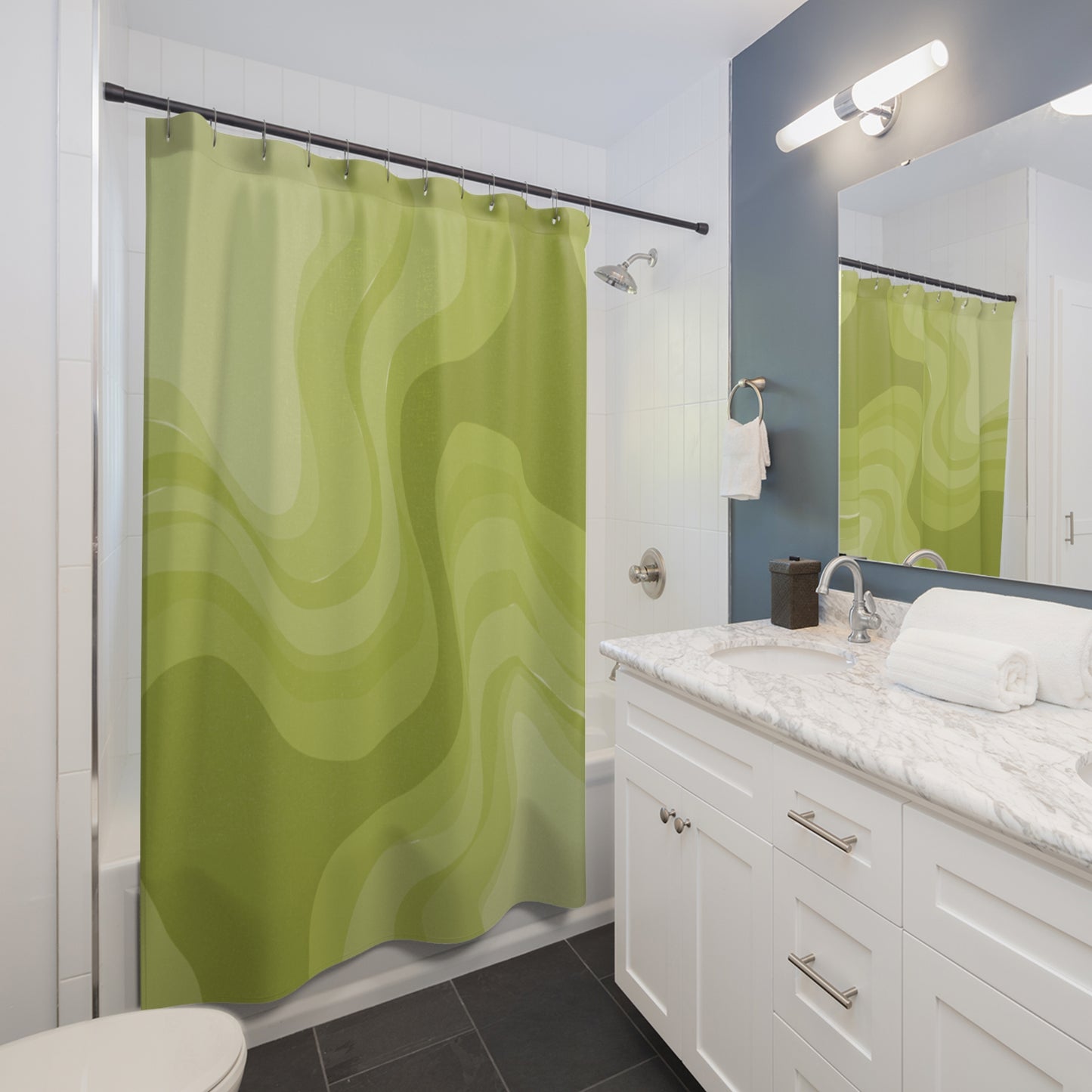 Lemon Wavey Shower Curtains, 71" x 74"
