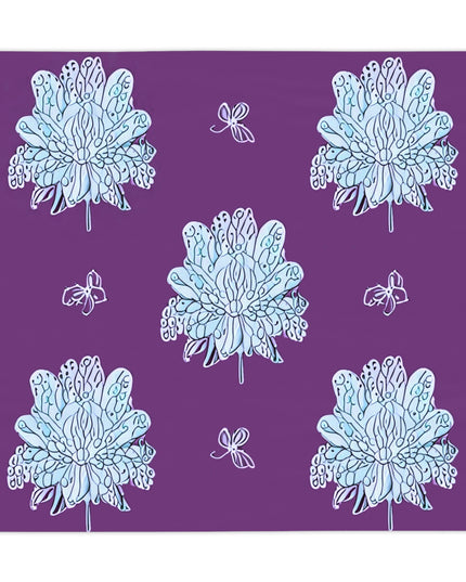 Blue Floral Butterflies Tablecloth, 55" x 55"