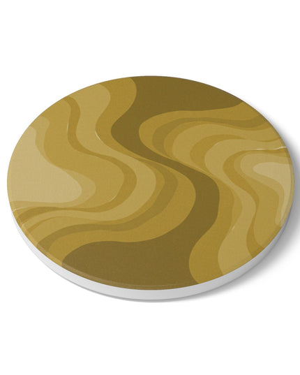 Brown Wavey 4" x 4" Round Ceramic Coaster