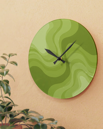 Lemon Wavey 10.75" x 10.75" Round or Square Acrylic Wall Clock