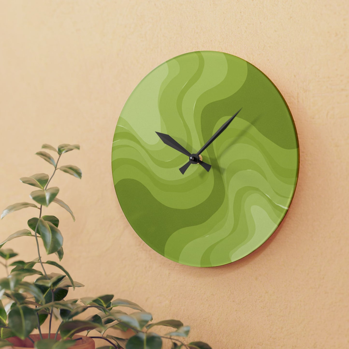 Lemon Wavey 10.75" x 10.75" Round or Square Acrylic Wall Clock