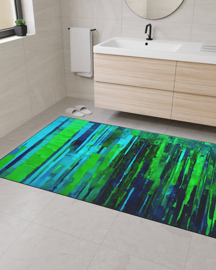 Striped Blue Green 48" x 72" Heavy Duty Floor Mat