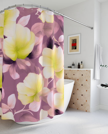 Lemon Blossom Floral Bunch Shower Curtains, 71" x 74"