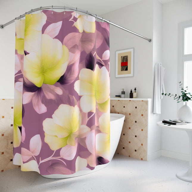 Lemon Blossom Floral Bunch Shower Curtains, 71" x 74"