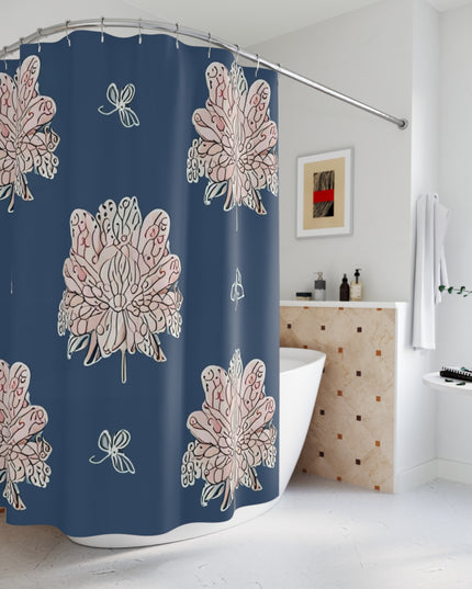 Rose White Floral Butterflies Shower Curtain, 71" x 74"