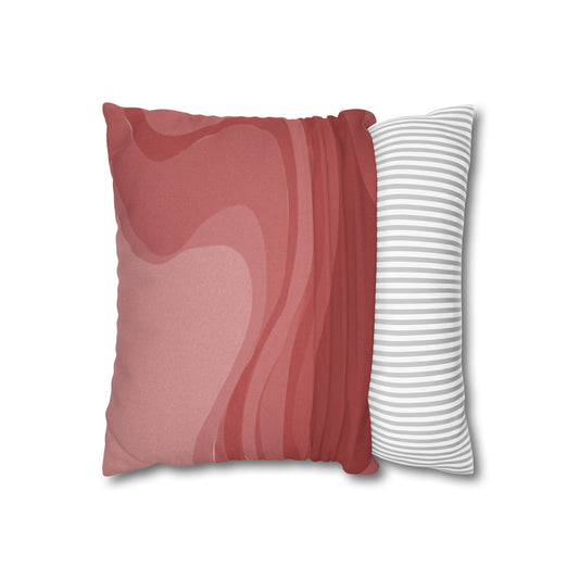 Power Red Wavey Spun Polyester Square Pillowcase, 14" x 14"