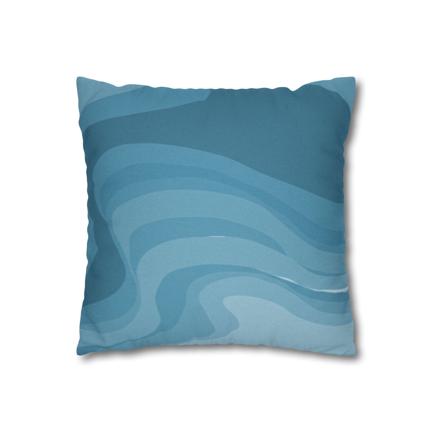 Sky Blue Wavey Spun Polyester Square Pillowcase, 14" x 14"