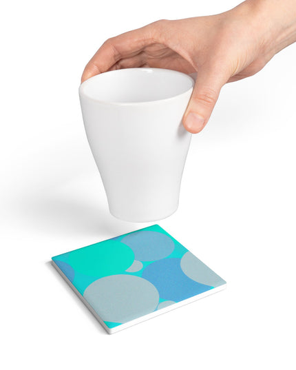 Pastel Tan and Tif Patches 4" x 4" Square Ceramic Coaster
