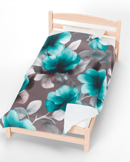 Tif Green Gray Floral Bunch Velveteen Plush Blanket, 60" x 80"