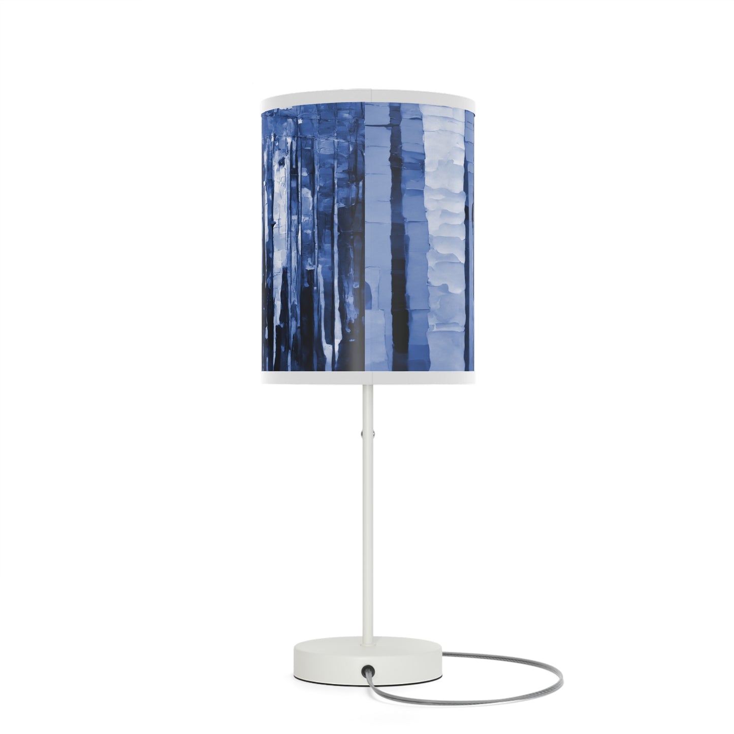 Striped Deep Blue Table Lamp on a White or Silver Stand, US|CA plug