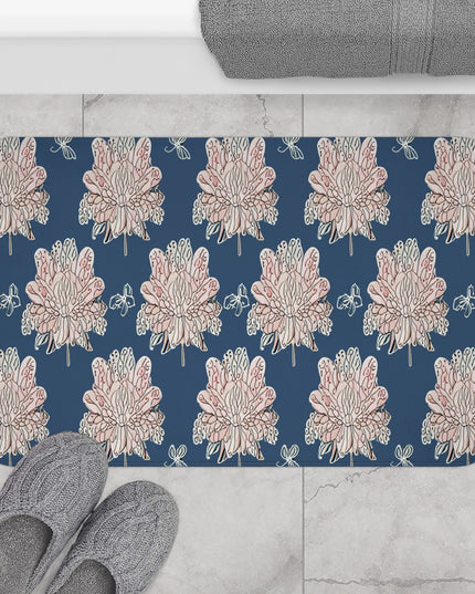 Rose White Floral Butterflies 34" x 21" Bath Mat