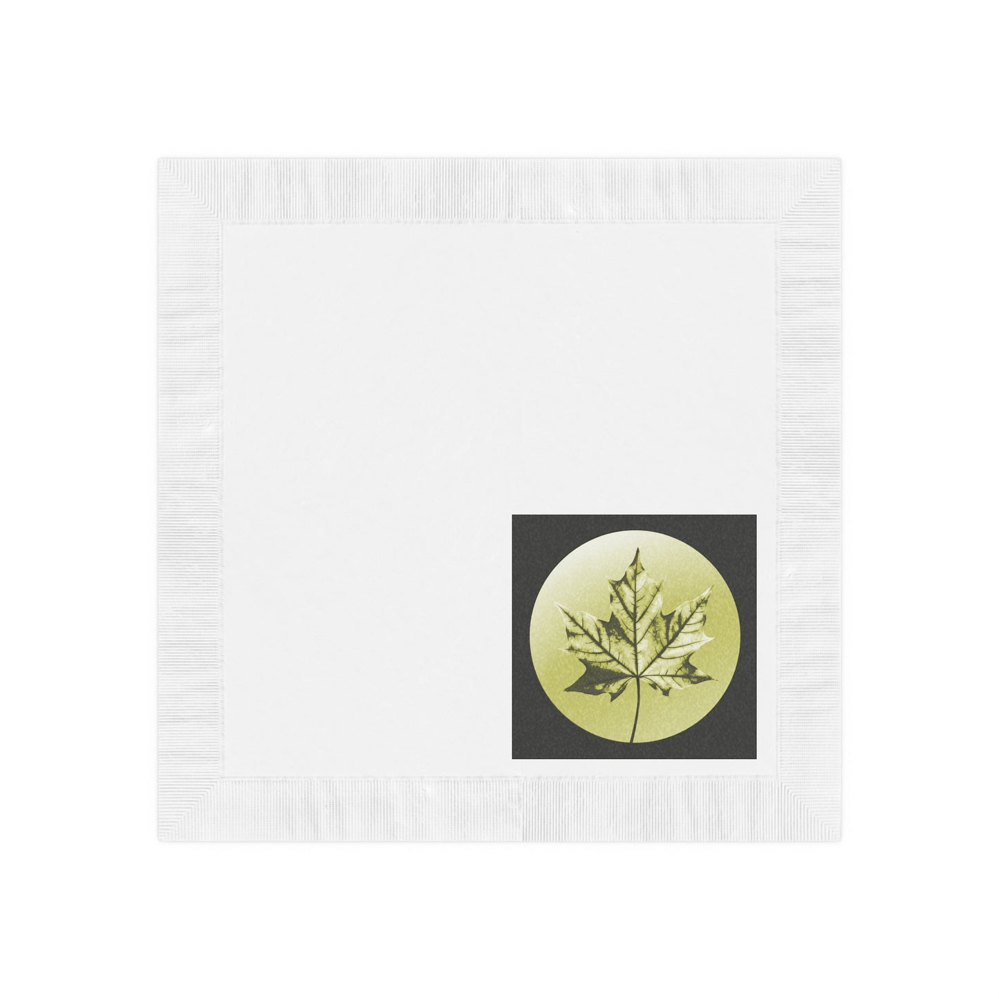 Lemongrass Maple Leaf White Coined Napkins, 6.5" x 6.5"