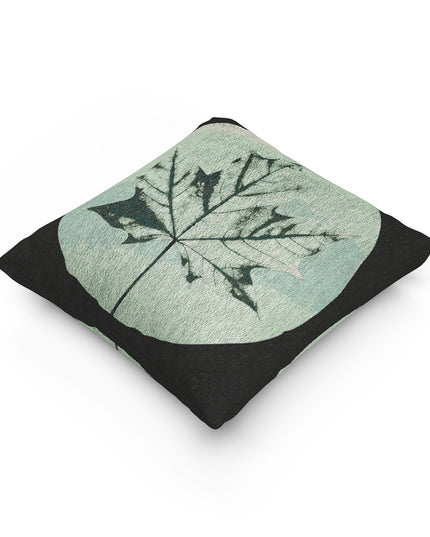 Mint Green Maple Leaf Woven Pillow, 17" x 18"