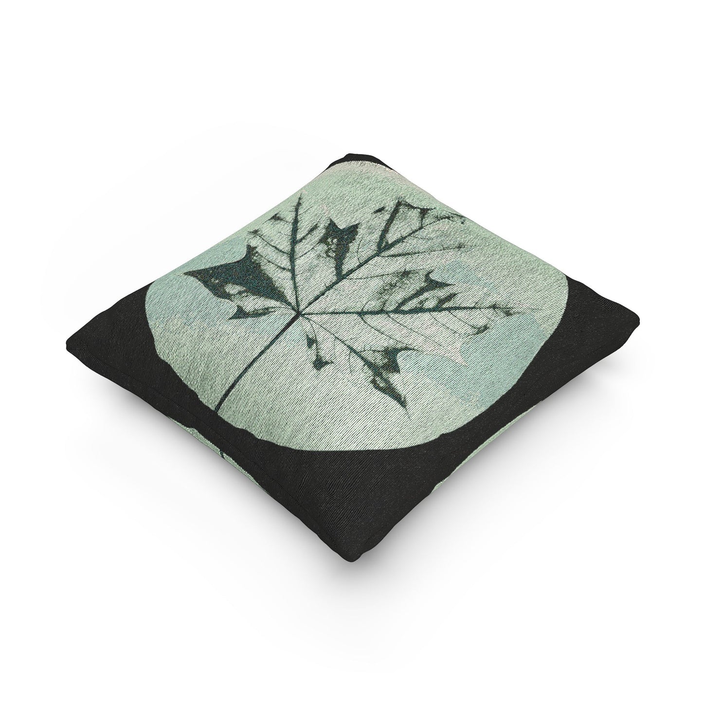 Mint Green Maple Leaf Woven Pillow, 17" x 18"
