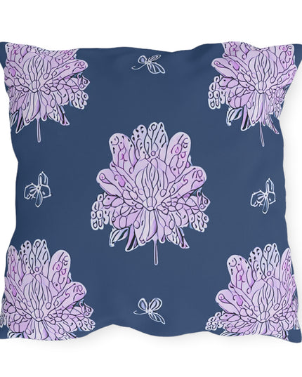 Purple White Floral Butterflies 20" x 20" Outdoor Pillow