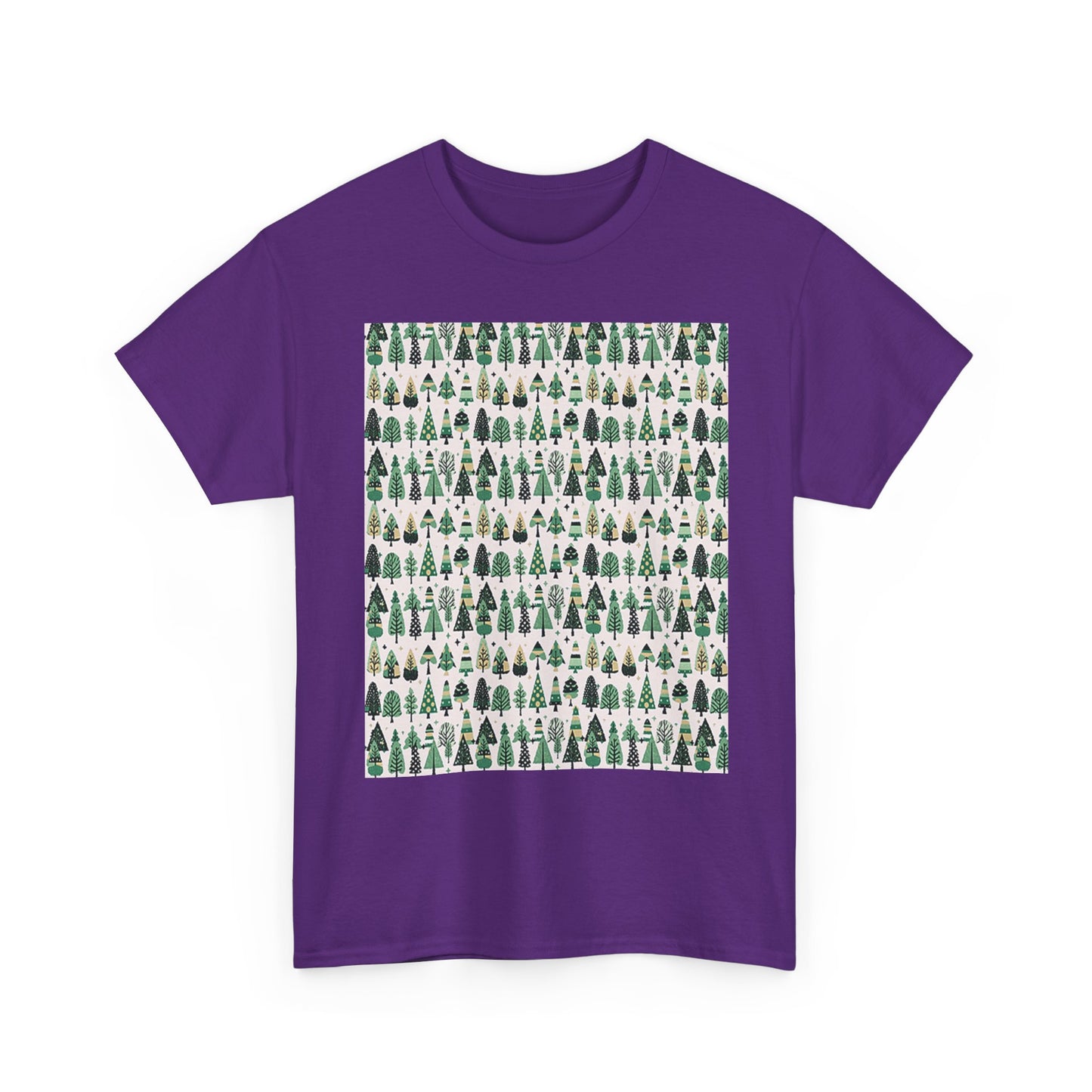 Mini Vintage Green Trees Unisex Heavy Cotton Tee, Small