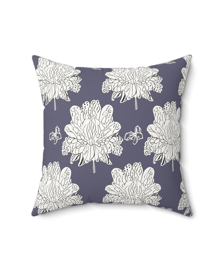 White Floral Butterflies 16" x 16" Faux Suede Square Pillow