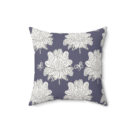 White Floral Butterflies 16" x 16" Faux Suede Square Pillow