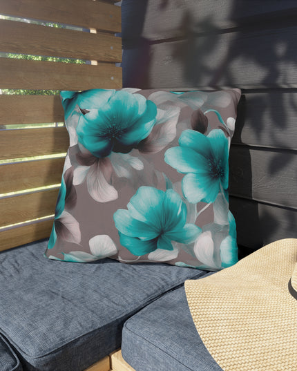 Tif Green Gray Floral Bunch 18" x 18" Outdoor Pillow