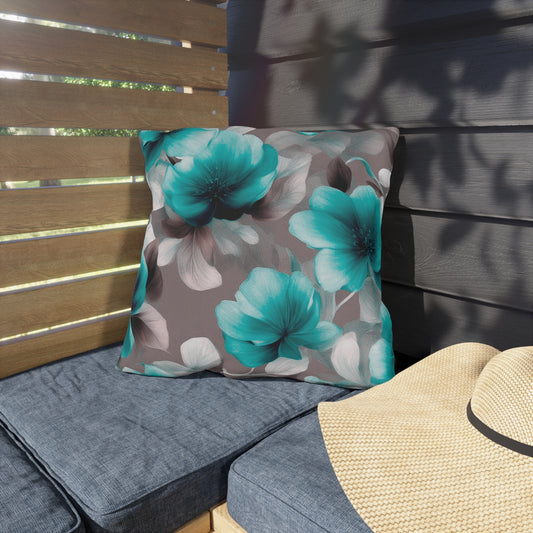 Tif Green Gray Floral Bunch 18" x 18" Outdoor Pillow