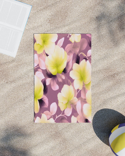Lemon Blossom Floral Bunch Beach Towel, 18" x 27"