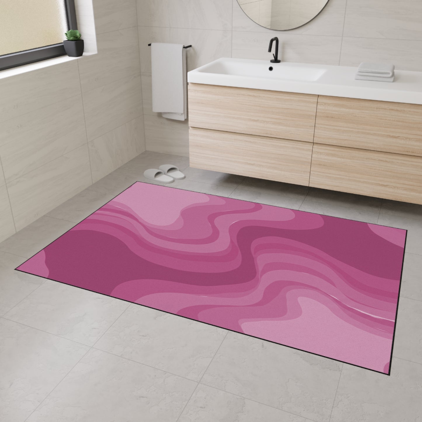 Pinky Mauve Wavey 48" x 72" Heavy Duty Floor Mat
