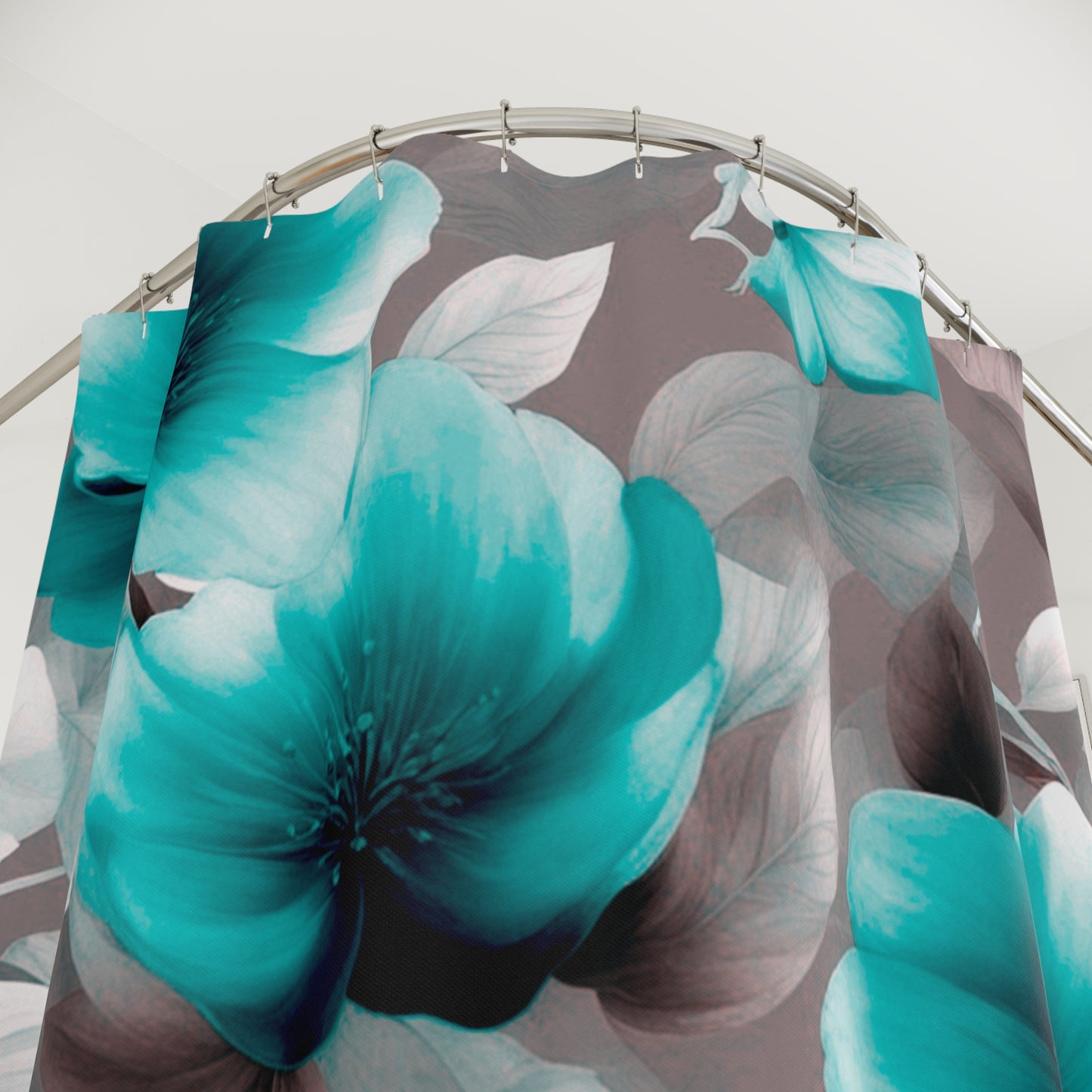 Tif Green Gray Floral Bunch Shower Curtains, 71" x 74"