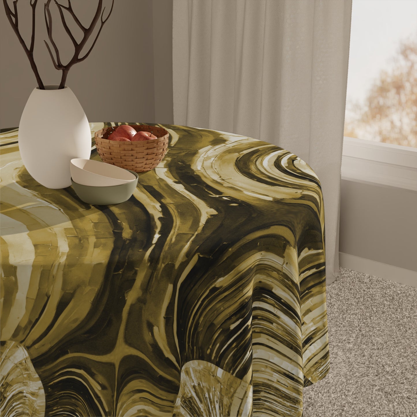 Uzi Spiral Light Brown Tablecloth, 55" x 55"