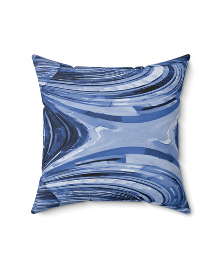 Uzi Spiral Deep Blue Faux Suede Square Pillow,  16" x 16"