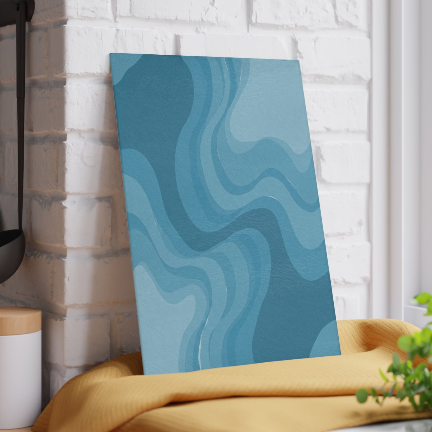 Sky Blue Wavey 8" x 11" Glass Cutting Board