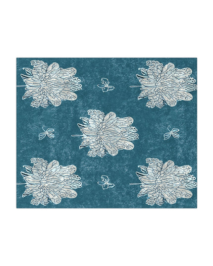 Tif Green White Floral Butterflies 50" x 60" Crushed Velvet Blanket