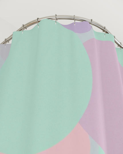 Pastel Peach and Soft Green Patches Shower Curtains, 71" x 74"