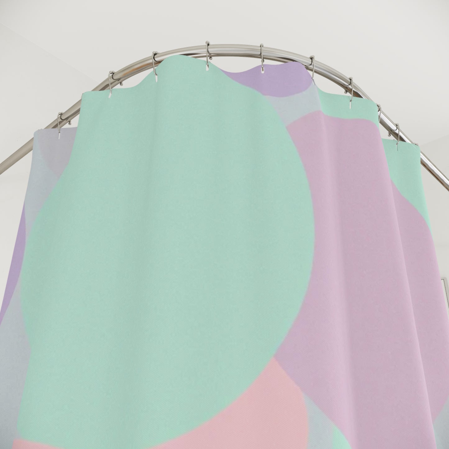 Pastel Peach and Soft Green Patches Shower Curtains, 71" x 74"
