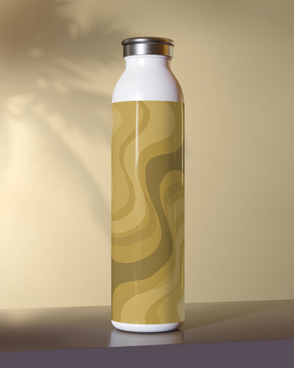 Brown Wavey Slim Water Bottle, 20 oz White