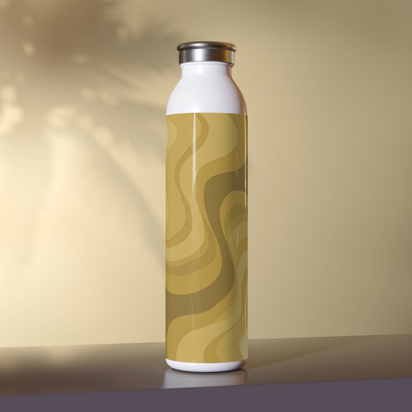 Brown Wavey Slim Water Bottle, 20 oz White