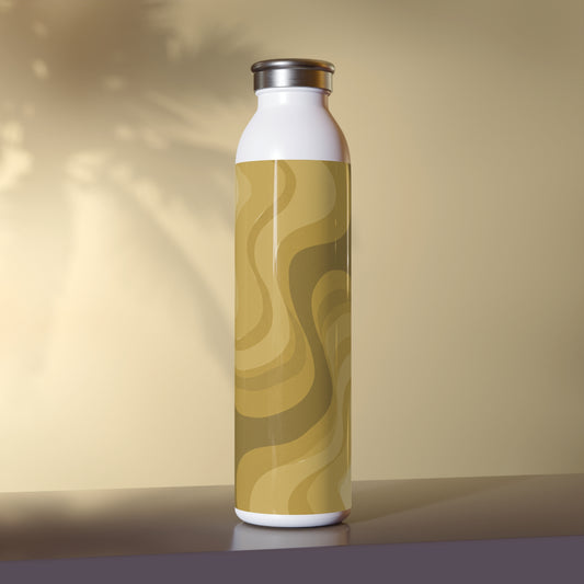 Brown Wavey Slim Water Bottle, 20 oz White