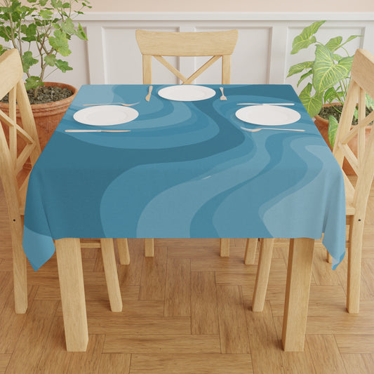 Sky Blue Wavey Tablecloth, 55" x 55"