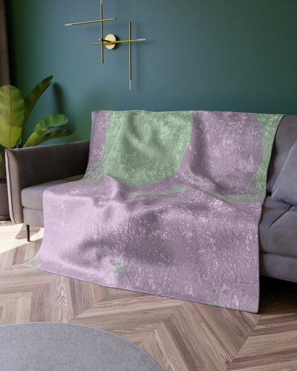 Pastel Lavender Purple and Soft Green Patches 50" x 60" Crushed Velvet Blanket