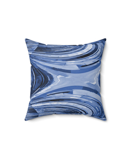 Uzi Spiral Deep Blue 14" x 14" Faux Suede Square Pillow