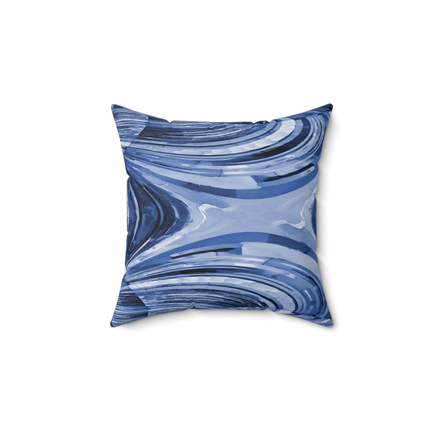 Uzi Spiral Deep Blue 14" x 14" Faux Suede Square Pillow