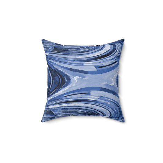 Uzi Spiral Deep Blue 14" x 14" Faux Suede Square Pillow